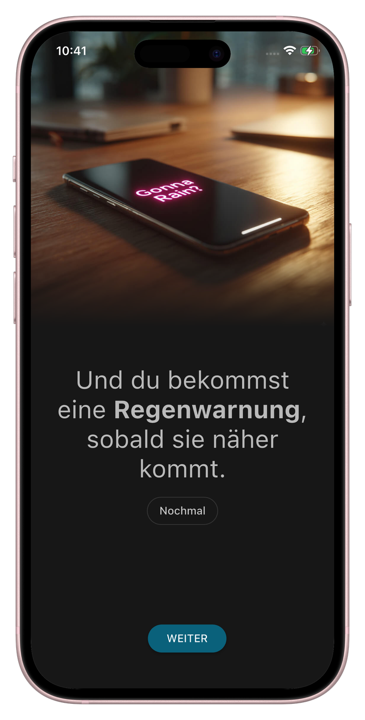 Empfangene Regenwarnungsbenachrichtigung