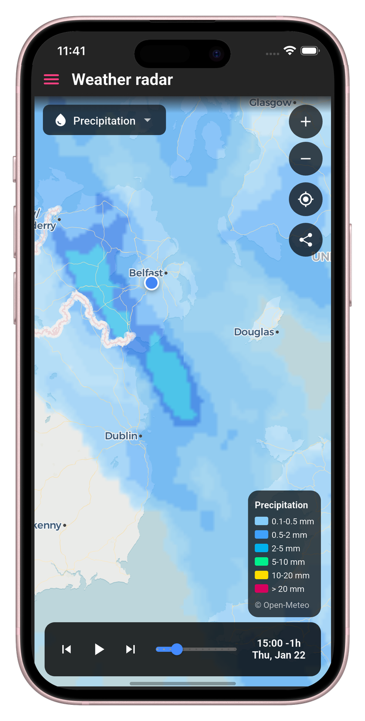 Weather radar map view
