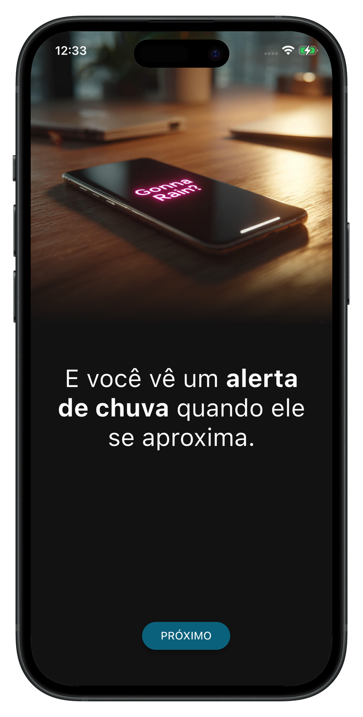 Notificação de alerta de chuva recebida